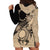 Cook Islands Turtle Hoodie Dress Stars and Hibiscus - Beige