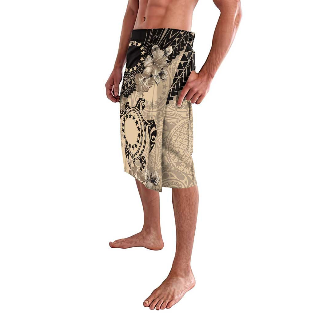 Cook Islands Turtle Lavalava Stars and Hibiscus - Beige LT01 - Polynesian Pride