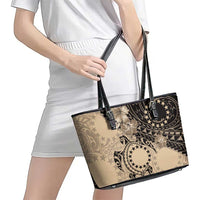 Cook Islands Turtle Leather Tote Bag Stars and Hibiscus - Beige LT01 - Polynesian Pride
