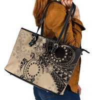 Cook Islands Turtle Leather Tote Bag Stars and Hibiscus - Beige LT01 - Polynesian Pride