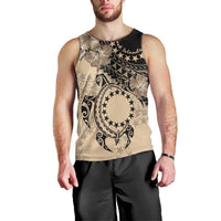 Cook Islands Turtle Men Tank Top Stars and Hibiscus - Beige LT01 - Polynesian Pride