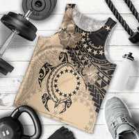 Cook Islands Turtle Men Tank Top Stars and Hibiscus - Beige LT01 - Polynesian Pride