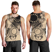 Cook Islands Turtle Men Tank Top Stars and Hibiscus - Beige LT01 - Polynesian Pride