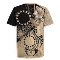 Cook Islands Turtle Rugby Jersey Stars and Hibiscus - Beige LT01 - Polynesian Pride