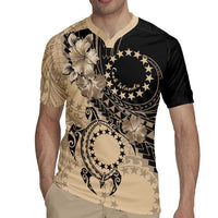 Cook Islands Turtle Rugby Jersey Stars and Hibiscus - Beige LT01 - Polynesian Pride