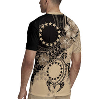 Cook Islands Turtle Rugby Jersey Stars and Hibiscus - Beige LT01 - Polynesian Pride