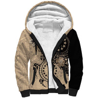 Cook Islands Turtle Sherpa Hoodie Stars and Hibiscus - Beige LT01 Unisex Beige - Polynesian Pride