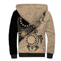 Cook Islands Turtle Sherpa Hoodie Stars and Hibiscus - Beige LT01 - Polynesian Pride