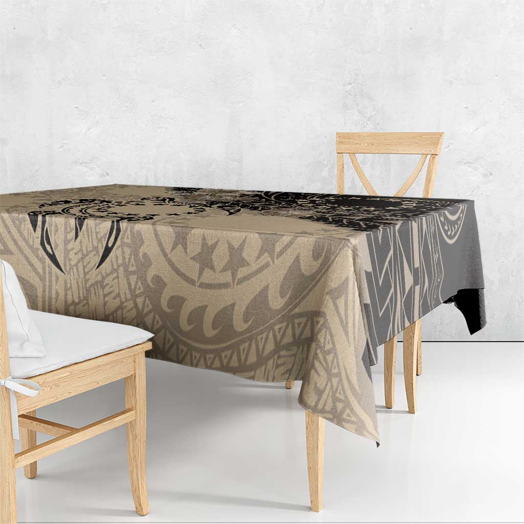 Cook Islands Turtle Tablecloth Stars and Hibiscus - Beige LT01 - Polynesian Pride