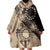 Cook Islands Turtle Wearable Blanket Hoodie Stars and Hibiscus - Beige