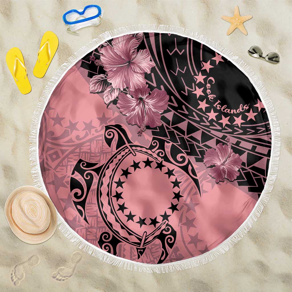 Cook Islands Turtle Beach Blanket Stars and Hibiscus - Pink LT01 One Size 150cm Pink - Polynesian Pride