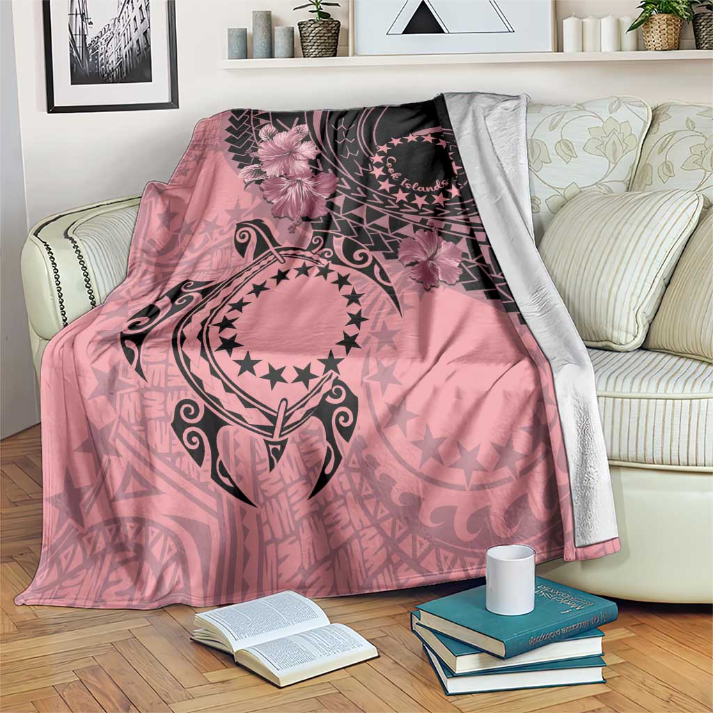 Cook Islands Turtle Blanket Stars and Hibiscus - Pink LT01 Pink - Polynesian Pride
