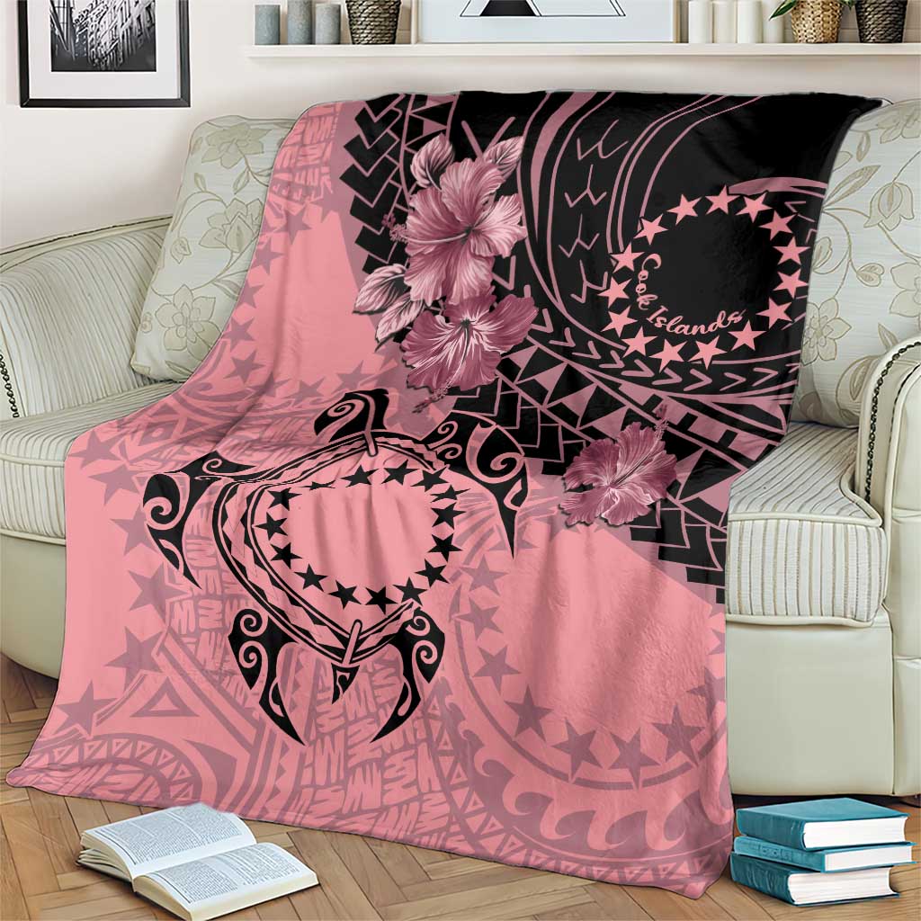 Cook Islands Turtle Blanket Stars and Hibiscus - Pink LT01 - Polynesian Pride