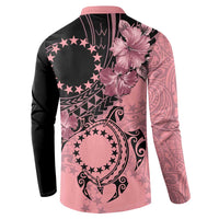 Cook Islands Turtle Button Sweatshirt Stars and Hibiscus - Pink LT01 - Polynesian Pride