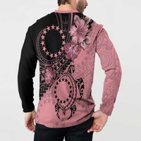 Cook Islands Turtle Button Sweatshirt Stars and Hibiscus - Pink LT01 - Polynesian Pride