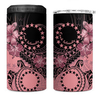 Cook Islands Turtle 4 in 1 Can Cooler Tumbler Stars and Hibiscus - Pink