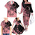 Cook Islands Turtle Family Matching Off The Shoulder Long Sleeve Dress and Hawaiian Shirt Stars and Hibiscus - Pink