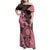 Cook Islands Turtle Family Matching Off Shoulder Maxi Dress and Hawaiian Shirt Stars and Hibiscus - Pink