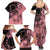 Cook Islands Turtle Family Matching Summer Maxi Dress and Hawaiian Shirt Stars and Hibiscus - Pink