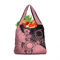 Cook Islands Turtle Grocery Bag Stars and Hibiscus - Pink LT01 1-pack One Size Pink - Polynesian Pride