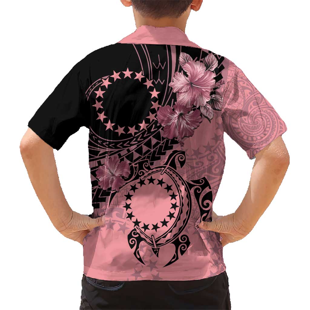 Cook Islands Turtle Hawaiian Shirt Stars and Hibiscus - Pink