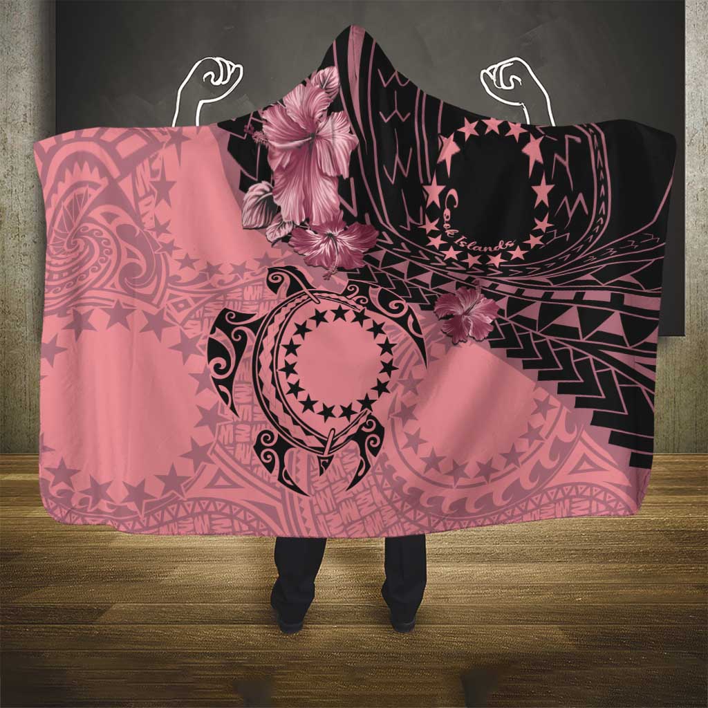 Cook Islands Turtle Hooded Blanket Stars and Hibiscus - Pink LT01 - Polynesian Pride