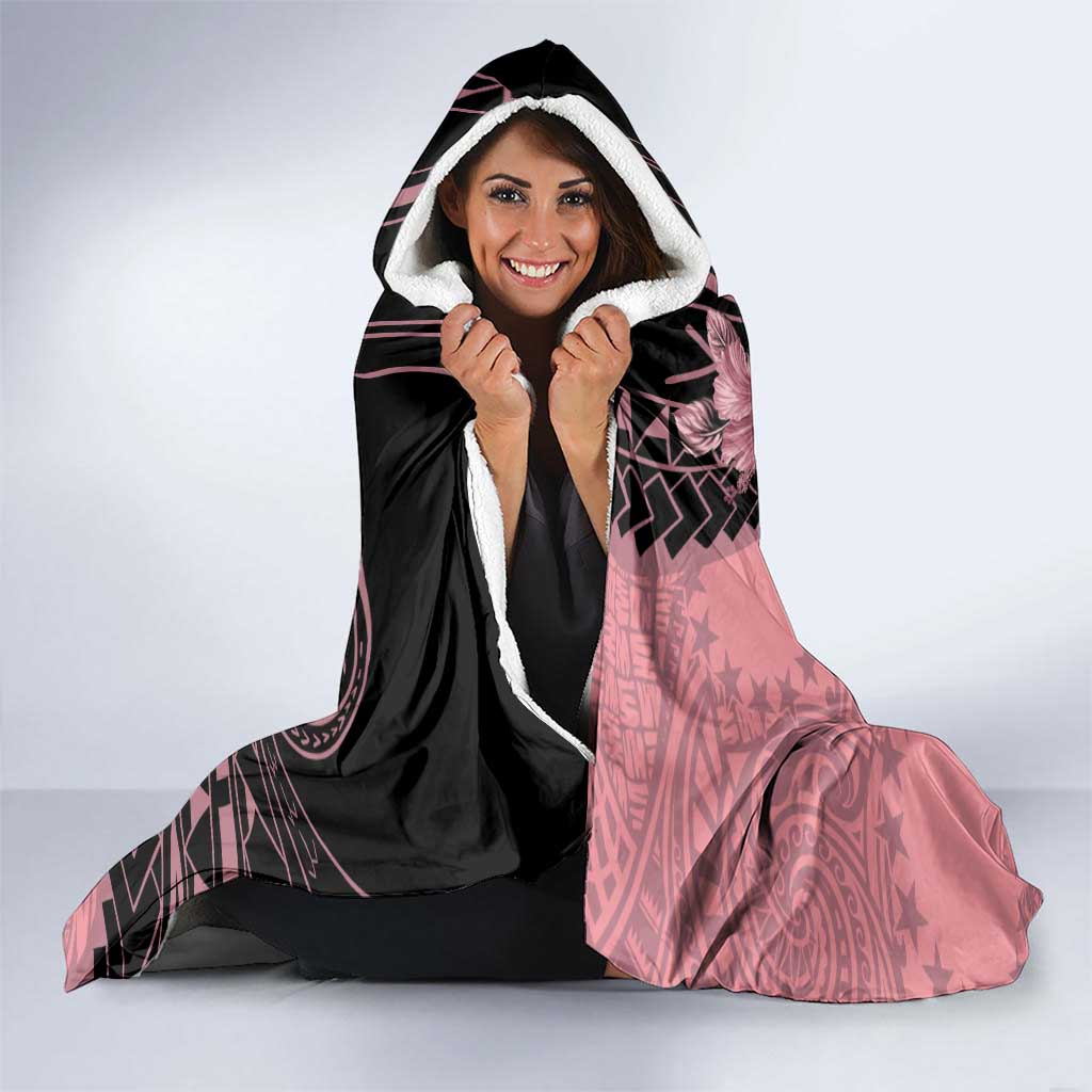 Cook Islands Turtle Hooded Blanket Stars and Hibiscus - Pink LT01 - Polynesian Pride