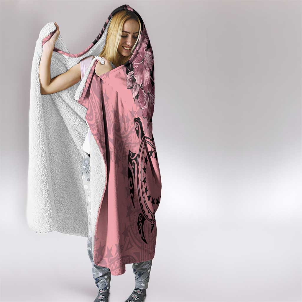 Cook Islands Turtle Hooded Blanket Stars and Hibiscus - Pink LT01 - Polynesian Pride
