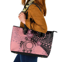 Cook Islands Turtle Leather Tote Bag Stars and Hibiscus - Pink LT01 Pink - Polynesian Pride