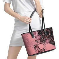 Cook Islands Turtle Leather Tote Bag Stars and Hibiscus - Pink LT01 - Polynesian Pride