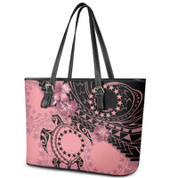 Cook Islands Turtle Leather Tote Bag Stars and Hibiscus - Pink LT01 - Polynesian Pride
