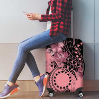 Cook Islands Turtle Luggage Cover Stars and Hibiscus - Pink