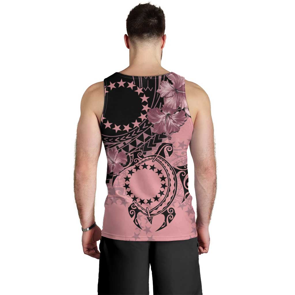 Cook Islands Turtle Men Tank Top Stars and Hibiscus - Pink LT01 - Polynesian Pride
