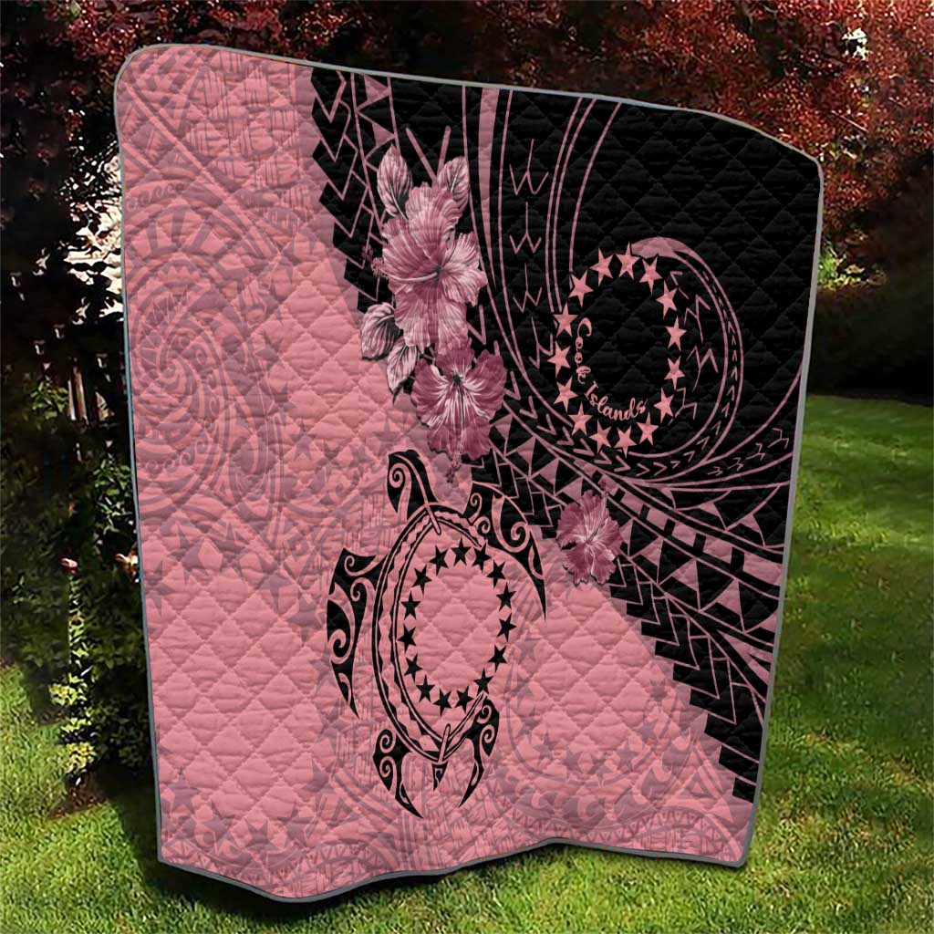 Cook Islands Turtle Quilt Stars and Hibiscus - Pink