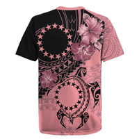 Cook Islands Turtle Rugby Jersey Stars and Hibiscus - Pink LT01 - Polynesian Pride
