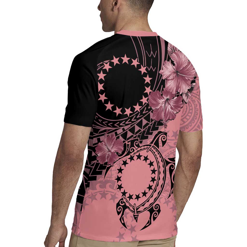 Cook Islands Turtle Rugby Jersey Stars and Hibiscus - Pink LT01 - Polynesian Pride