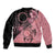 Cook Islands Turtle Sleeve Zip Bomber Jacket Stars and Hibiscus - Pink