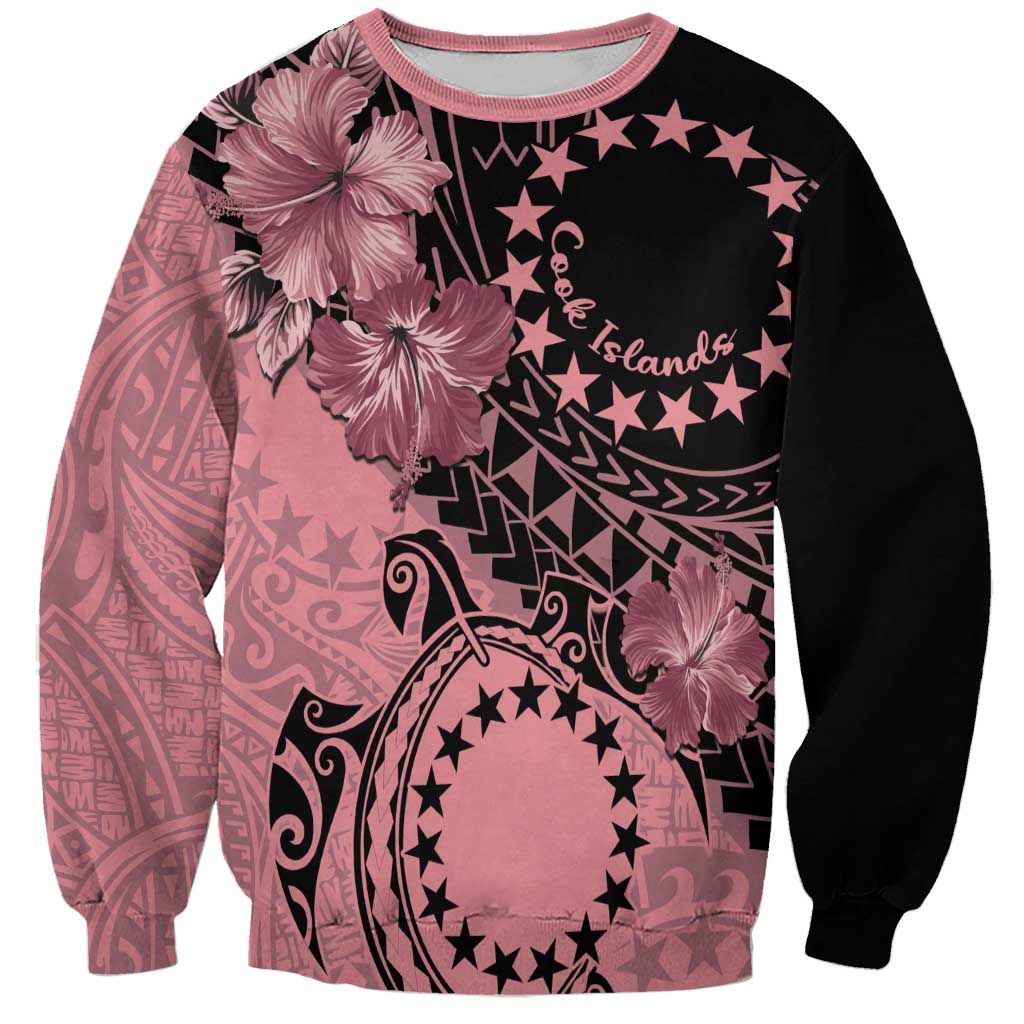 Cook Islands Turtle Sweatshirt Stars and Hibiscus - Pink LT01 Unisex Pink - Polynesian Pride
