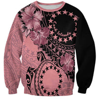 Cook Islands Turtle Sweatshirt Stars and Hibiscus - Pink LT01 Unisex Pink - Polynesian Pride