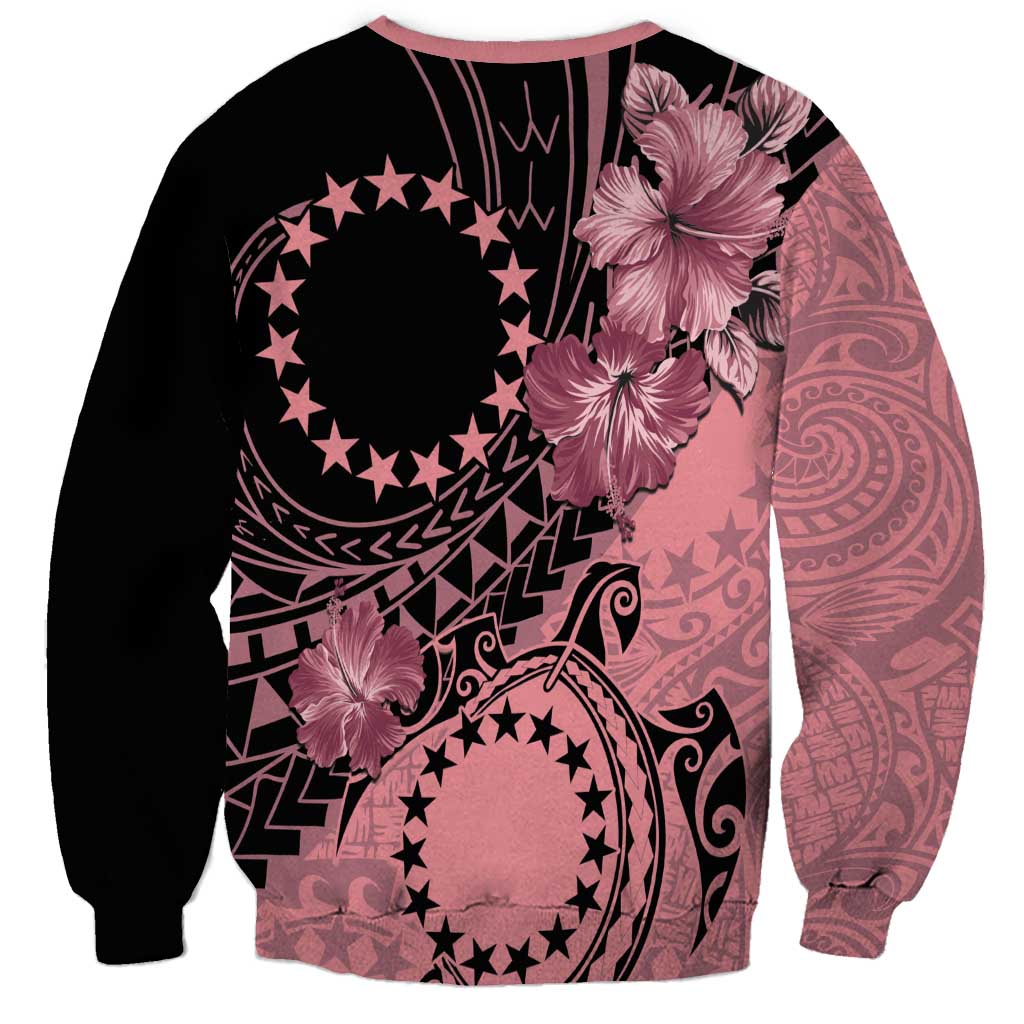 Cook Islands Turtle Sweatshirt Stars and Hibiscus - Pink LT01 - Polynesian Pride