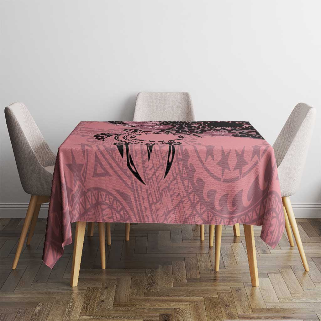 Cook Islands Turtle Tablecloth Stars and Hibiscus - Pink LT01 - Polynesian Pride