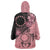 Cook Islands Turtle Wearable Blanket Hoodie Stars and Hibiscus - Pink