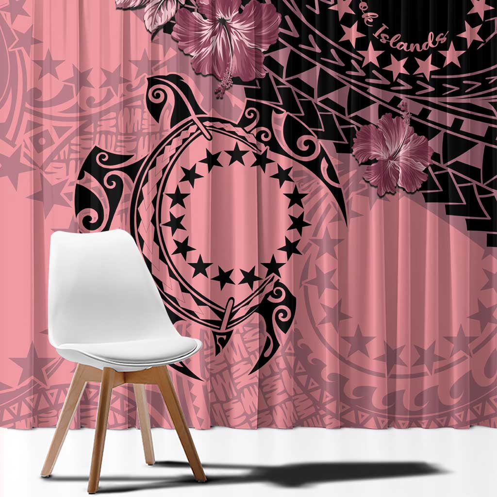 Cook Islands Turtle Window Curtain Stars and Hibiscus - Pink LT01 - Polynesian Pride