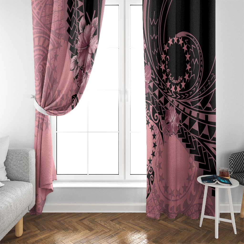 Cook Islands Turtle Window Curtain Stars and Hibiscus - Pink LT01 - Polynesian Pride