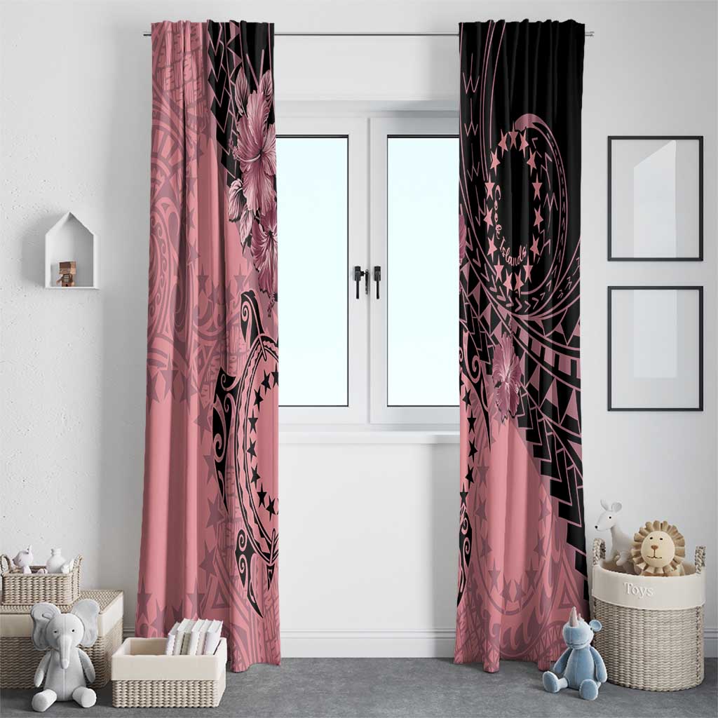 Cook Islands Turtle Window Curtain Stars and Hibiscus - Pink LT01 - Polynesian Pride