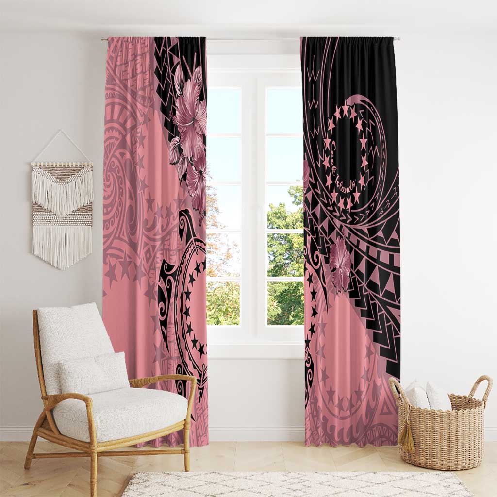 Cook Islands Turtle Window Curtain Stars and Hibiscus - Pink LT01 - Polynesian Pride