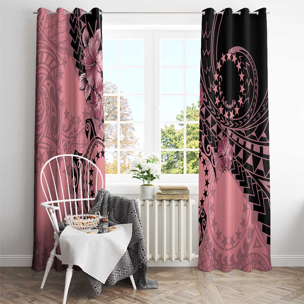 Cook Islands Turtle Window Curtain Stars and Hibiscus - Pink LT01 - Polynesian Pride