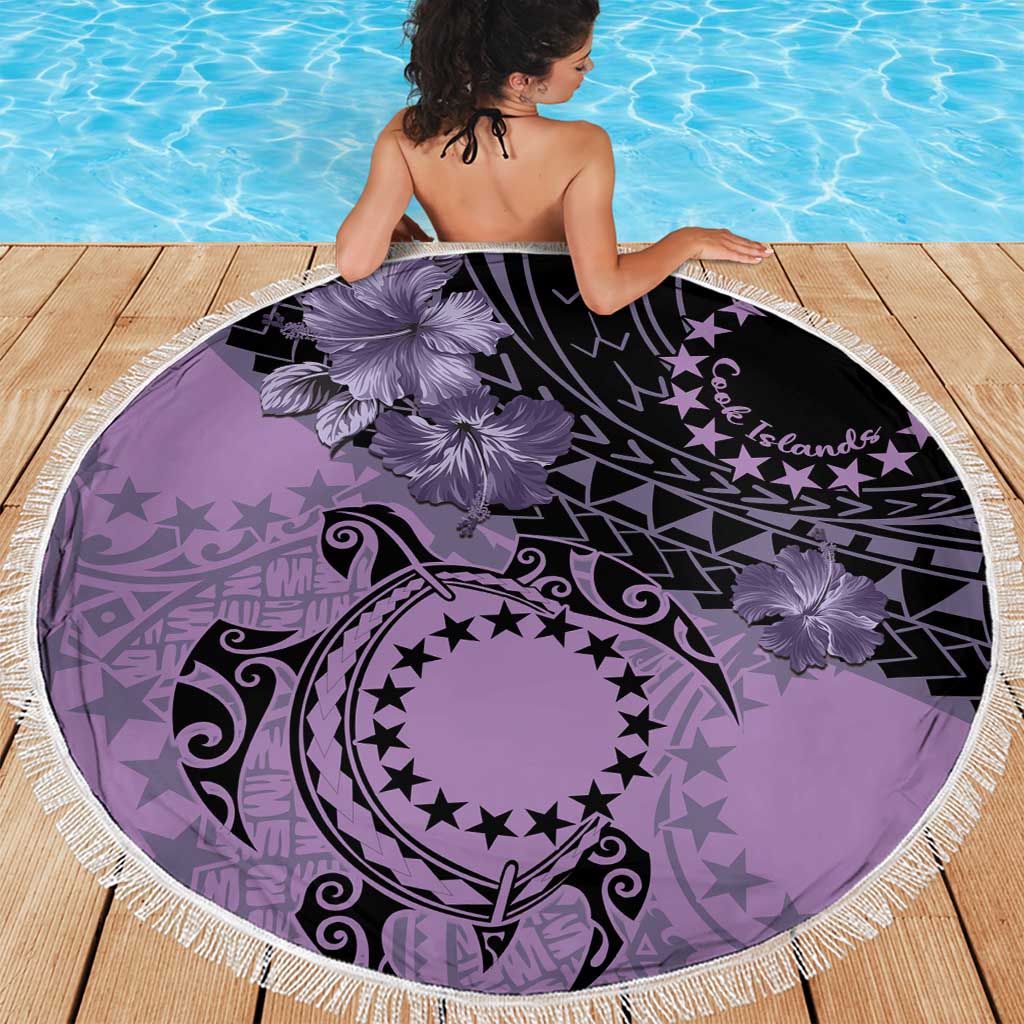 Cook Islands Turtle Beach Blanket Stars and Hibiscus - Purple LT01 - Polynesian Pride