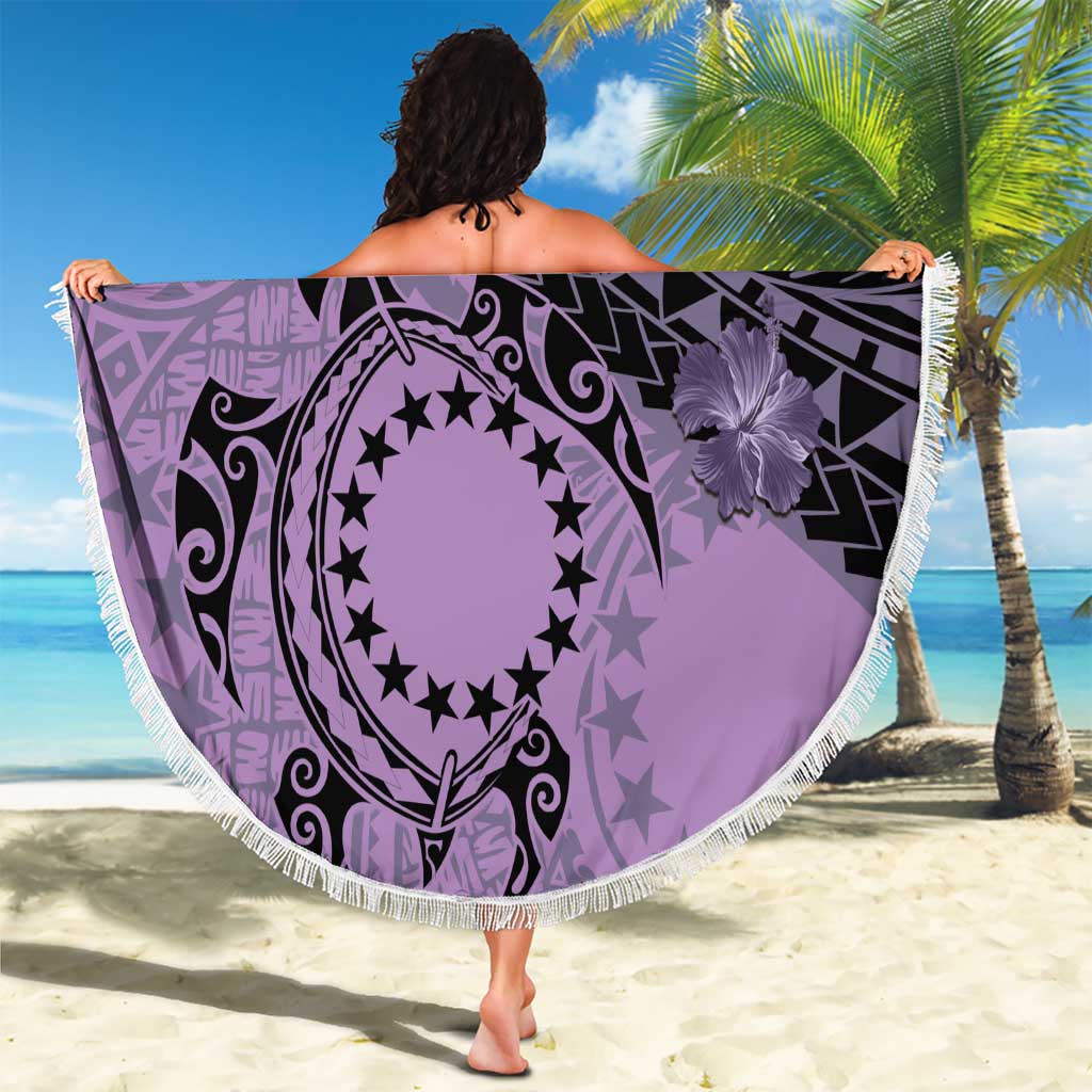 Cook Islands Turtle Beach Blanket Stars and Hibiscus - Purple LT01 - Polynesian Pride