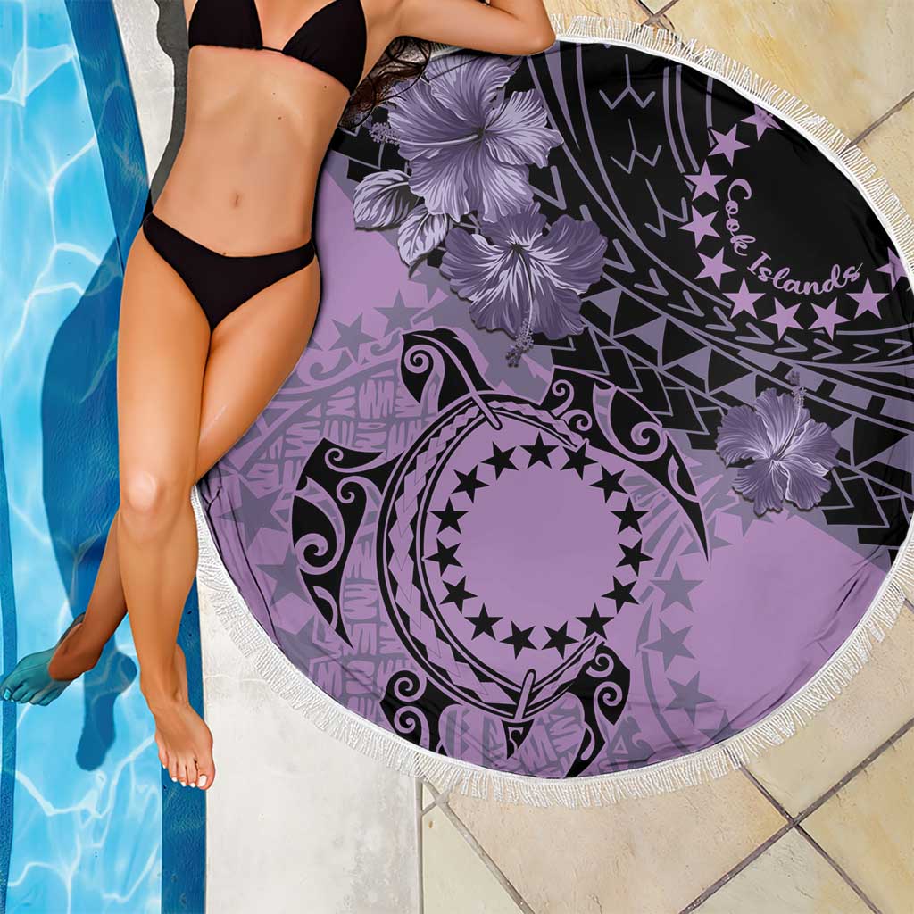 Cook Islands Turtle Beach Blanket Stars and Hibiscus - Purple LT01 - Polynesian Pride